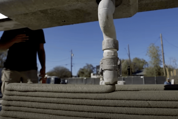 A house being constructed using 3D printing technology