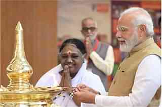Mata Amritanandamayi and Prime Minister Narendra Modi 