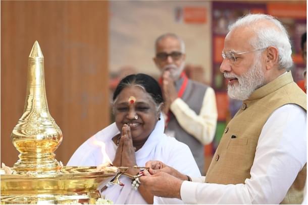 Mata Amritanandamayi and Prime Minister Narendra Modi