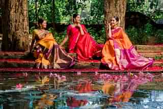 Models wearing Kanjeevaram silks (Madhurya Creations)
