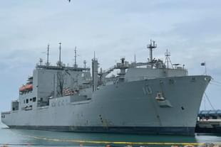 US Navy Ship Charles Drew at L&T’s Kattupalli Shipyard. (@livefist/Twitter)