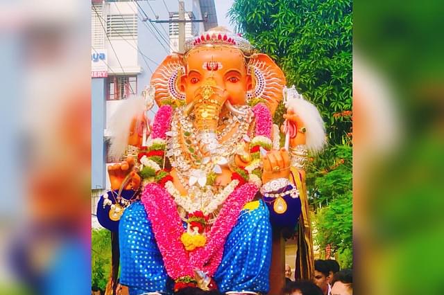 Ganesha as he left the home of the Rao to Sanghaniketan on Tuesday evening. 