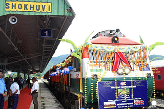Nagaland Chief Minister Neiphiu Rio flagged off the extension of Donyi Polo Express from Shokhuvi Railway Station on 26 August. (Photo: Ministry of Railways)