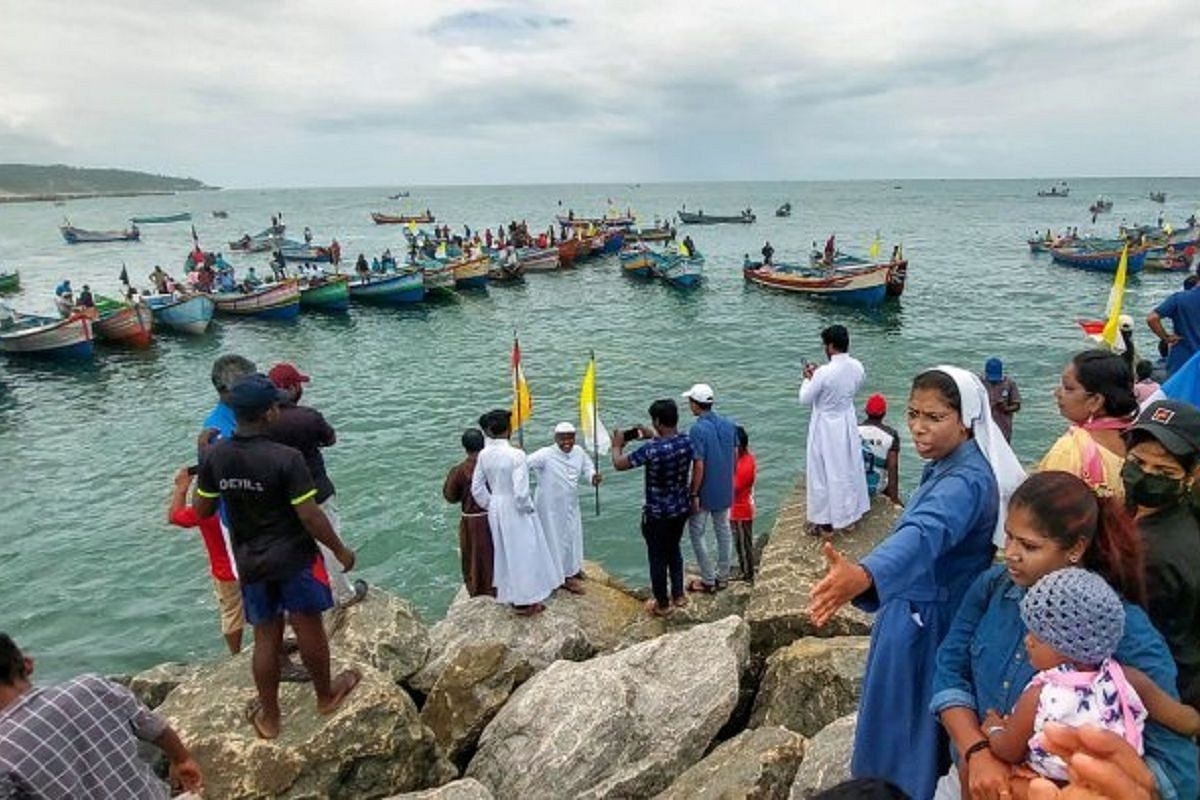 File pic of fishermen led by Church representatives laying siege to under construction Vizhinjam port in Kerala (PTI)