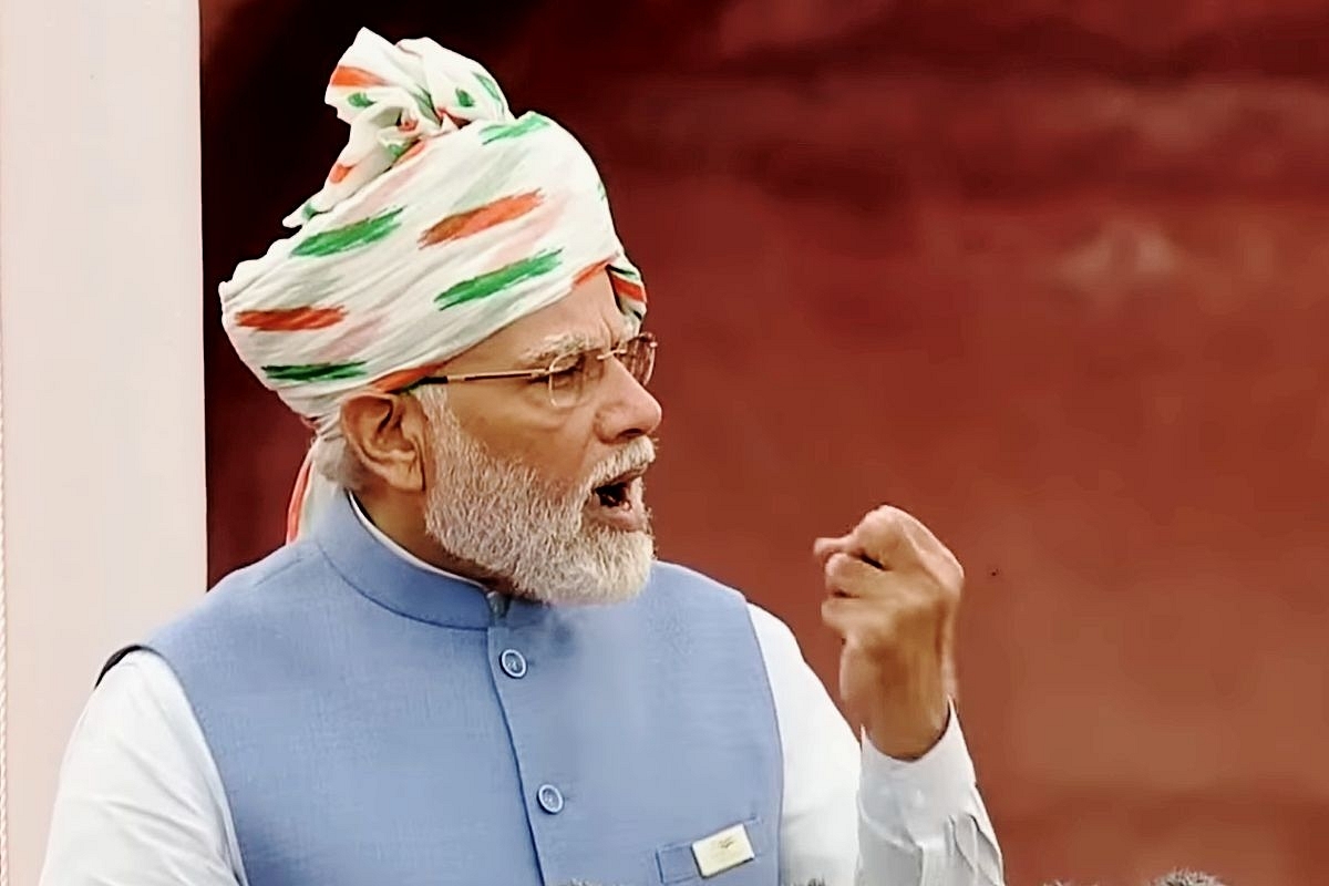 Prime Minister Narendra Modi at the Lal Qila on 15 August
