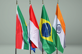 Flags of South Africa, Indonesia, Brazil and India.
