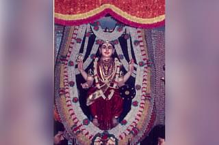 Sharada idol dressed as Kateel Durgaparameshwari in the past