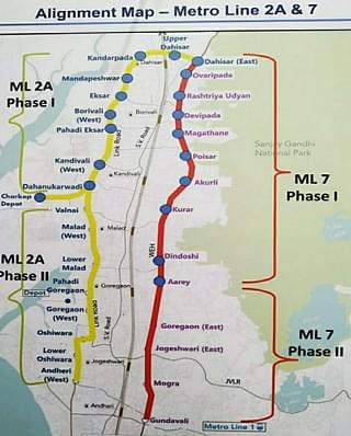 Alignment Map of Metro lines 2A and 7