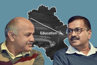 Delhi Deputy Chief Minister Manish Sisodia (L) and Chief Minister Arvind Kejriwal
