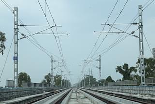 The rail track.