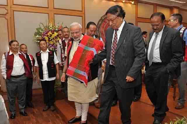 Prime Minister Narendra Modi with Thuingaleng Muivah of NSCN (Muivah).