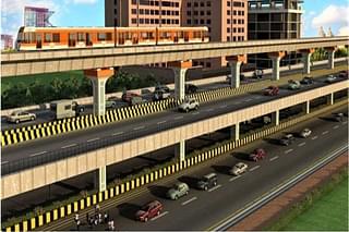 An artist's impression of the road-cum-metro flyover.