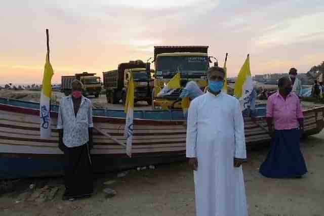 A Catholic priest leading the protests at Vizhinjam, Kerala.