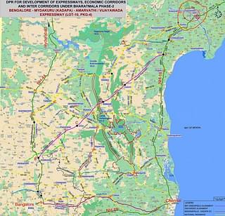 Map showing the proposed Bangalore-Vijayawada Expressway (NHAI)