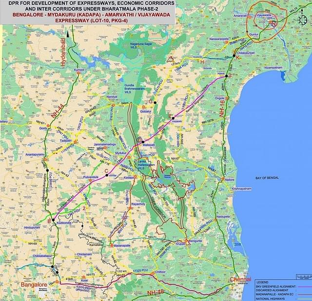 Map showing the proposed Bangalore-Vijayawada Expressway (Twitter)