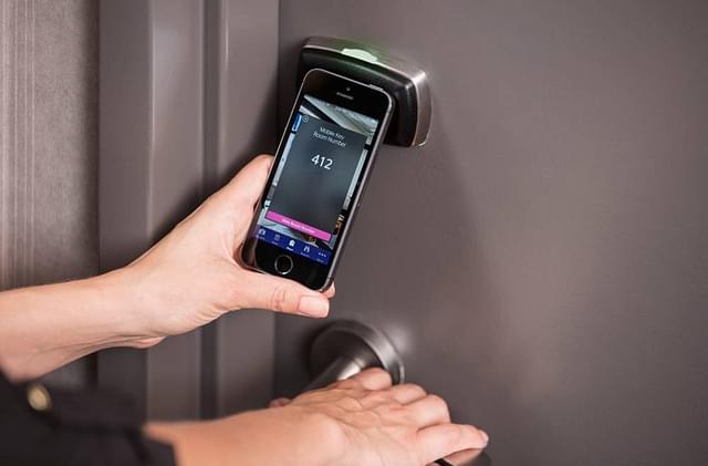Keyless hotel room entry using smartphone reduces human contact.