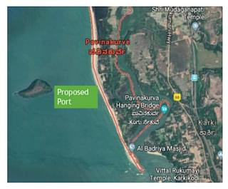 Proposed Pavinakurve port location (Govt of Karnataka)