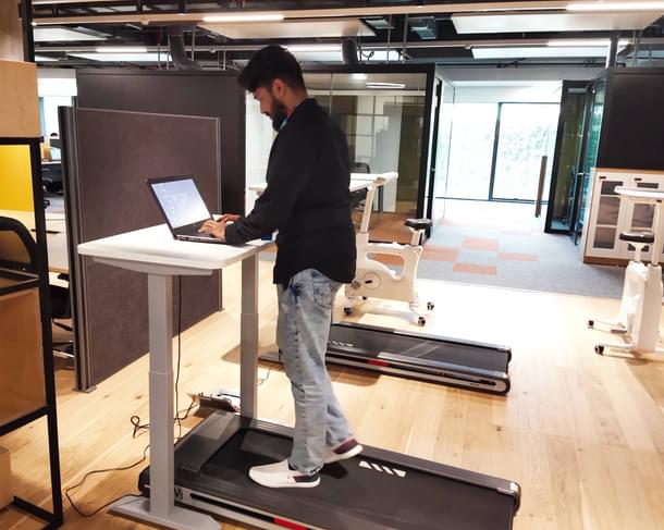 This Bosch associate likes to combine a workout with work.