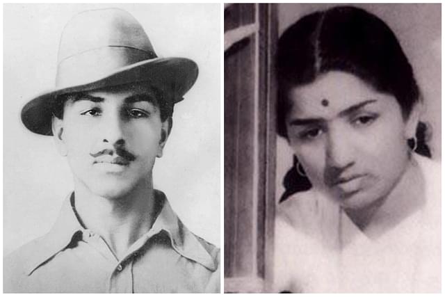 Bhagat Singh (left) and Lata Mangeshkar (right)