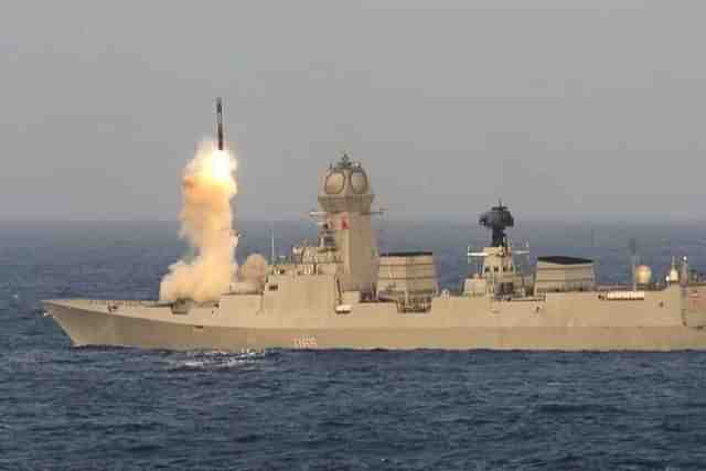 BrahMos missile test from an Indian Navy warship. 