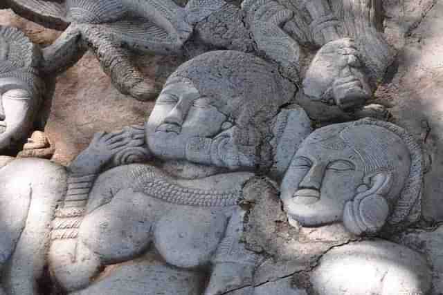 Faulty repair works at the Buddhist site in Kanaganahalli.