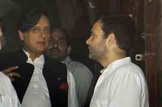 Congress leader Rahul Gandhi with Shashi Tharoor, Member of Parliament. (Sonu Mehta/Hindustan Times via Getty Images)
