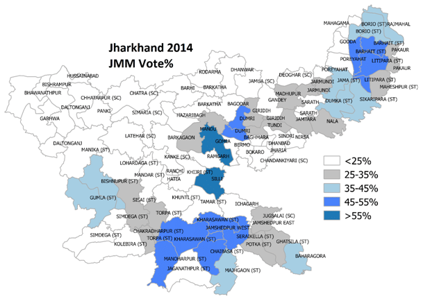 JMM vote share 2014 assembly elections.
