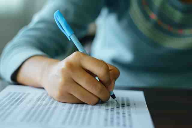 A student taking the RRB exam. 