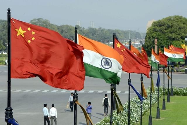 Indian and Chinese flags