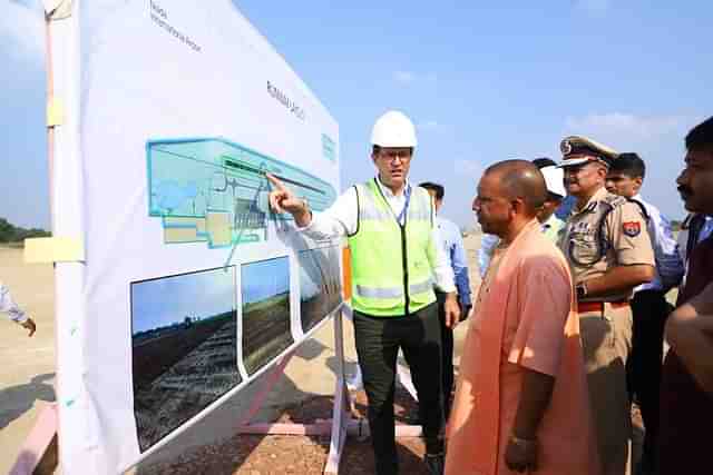 UP CM Adityanath at the NIA project site on 11 September (@NIAirport)