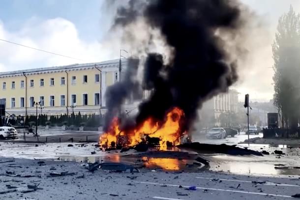 Russian missile attack on Kyiv, Ukraine's capital (Pic Via Twitter)