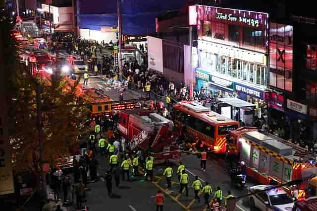 Scene of stampede/Korea Times