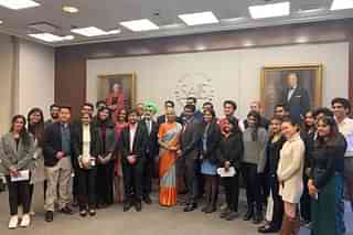 FM Sitharaman with students of Johns Hopkins School of Advanced International Studies (Pic Via Twitter)