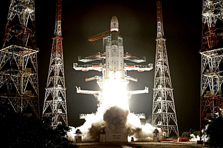 The LVM3-M2 mission successfully lifted off from the second launch pad at Sriharikota. (Photo: OneWeb/Twitter)