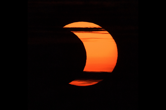 A partial solar eclipse is seen from Arlington, Virginia, on 10 June 2021. (Photo: NASA/Bill Ingalls)