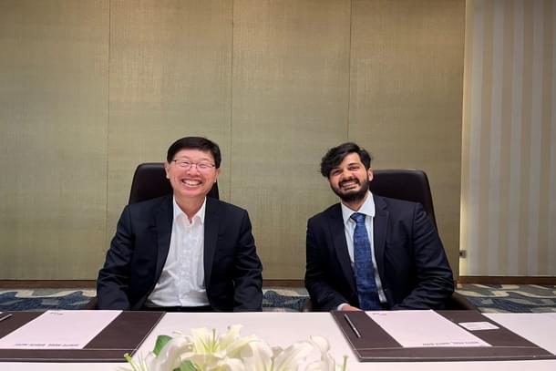 Foxconn Chairman Young Liu and Vedanta’s Global Managing Director of Display & Semiconductor Business Akarsh Hebbar