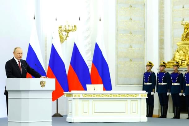 Russian President Putin spoke at a ceremony to mark the formal annexation of Donetsk, Lugansk, Zaporozhye and Kherson region.