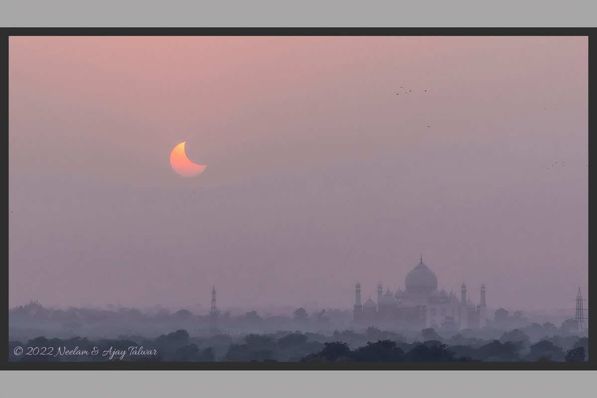 Neelam and Ajay Talwar's capture of the partial solar eclipse over the Taj Mahal is featured on Astronomy Picture of the Day (APOD). (Photo: Neelam and Ajay Talwar)
