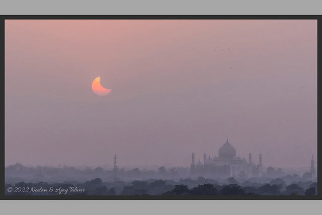 Neelam and Ajay Talwar's capture of the partial solar eclipse over the Taj Mahal is featured on Astronomy Picture of the Day (APOD). (Photo: Neelam and Ajay Talwar)