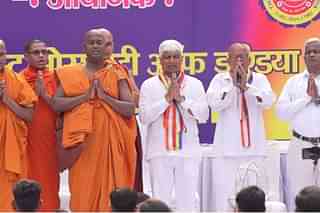 AAP ex-minister Rajendra Pal Guatam onstage at mass religious conversion event