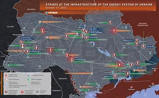 Map of Russian strikes on Ukrainian power grids