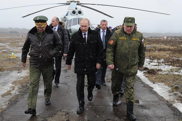 Russian President Vladimir Putin with top defence officials. (Representative Image)