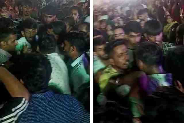 Screengrabs from the video showing the scuffle between two groups.