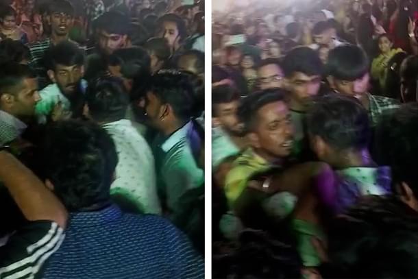 Screengrabs from the video showing the scuffle between two groups.