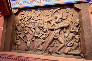 The Mahishasura Mardini mural in the Durgayana gallery