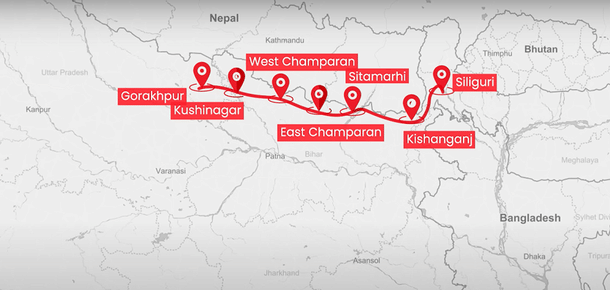 Representative Route of Gorakhpur-Siliguri Expressway