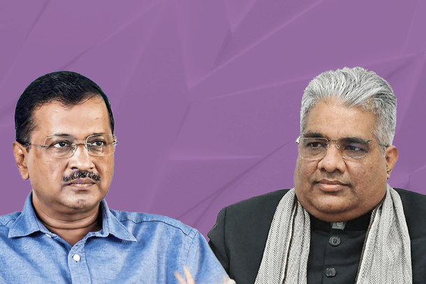 Arvind Kejriwal and Bhupender Yadav.