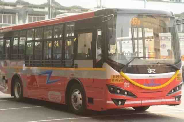 An electric bus operated by BEST in Mumbai. (Representative image: Goldstone buses)