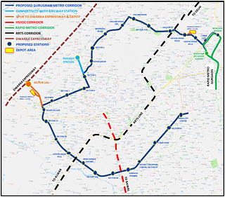 Dark blue line represents the rough alignment of the proposed metro corridor (HMRTC)