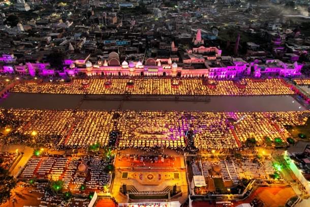A drone view of recently held Deepotsav in Ayodhya (Shri Ram Janmbhoomi Teerth Kshetra)